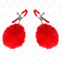 KINK - FAUX FUR BALL NIPPLE CLAMP RED 6 CM