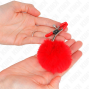 KINK - FAUX FUR BALL NIPPLE CLAMP RED 6 CM