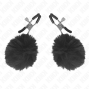 KINK - MORSETTO PER CAPEZZOLI CON SFERA IN ECOPELLICCIA NERO 6 CM