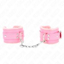 KINK - APPUI-POIGNETS DOUBLÉS DE FOURRURE ROSE AVEC CEINTURE ROSE RÉGLABLE 17-29 CM X 6 CM