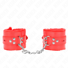 KINK - PULSO FORRO DE PELE COM FUROS QUADRADOS VERMELHO E CINTO VERMELHO AJUSTÁVEL 17-29 CM X 6 CM