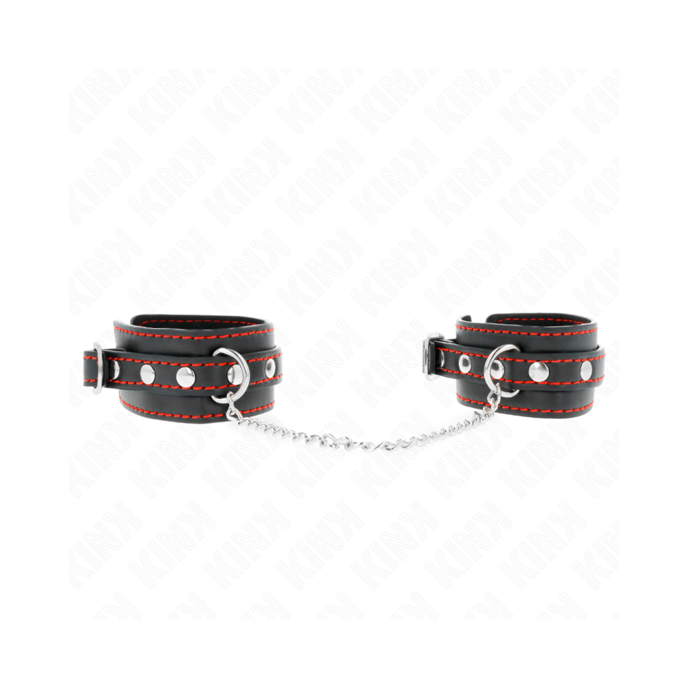 KINK - SMALL WRIST RESTRAINTS BLACK WITH RED LINING ADJUSTABLE 14-24 CM X 3.5 CM