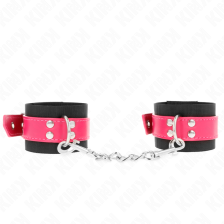 KINK - APPUI-POIGNETS EN NYLON NOIR AVEC CEINTURE EN CUIR ROSE FRAMBOISE AJUSTABLE 19-29 CM X 5,1 CM