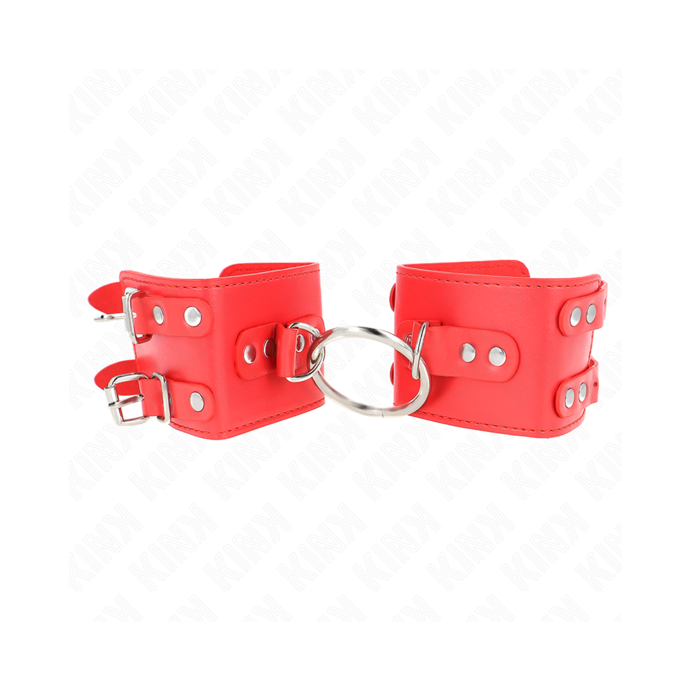 KINK - FIXED WRIST RESTRAINTS WITH RING AND STUDS ADJUSTABLE RED 17-22 CM X 6.5 CM