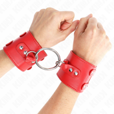 KINK - FIXED WRIST RESTRAINTS WITH RING AND STUDS ADJUSTABLE RED 17-22 CM X 6.5 CM