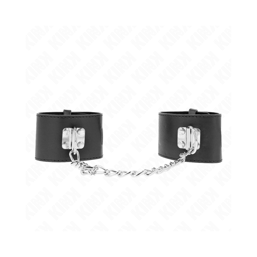 KINK - FIXED WRIST RESTRAINTS WITH CHAIN 30 CM AND PADLOCK CLOSURE BLACK ADJUSTABLE 16-23 CM X 5.5 CM