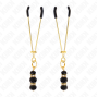 KINK - PINZE PER CAPEZZOLI SOTTILI ORO CON 3 PERLINE DI VETRO NERE 7 CM
