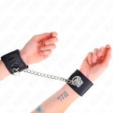 KINK - FIXED WRIST RESTRAINTS WITH CHAIN 30 CM AND PADLOCK CLOSURE BLACK ADJUSTABLE 16-23 CM X 5.5 CM