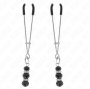 KINK - PINZE PER CAPEZZOLI SOTTILI ORO CON 3 PERLINE DI VETRO NERE 7 CM