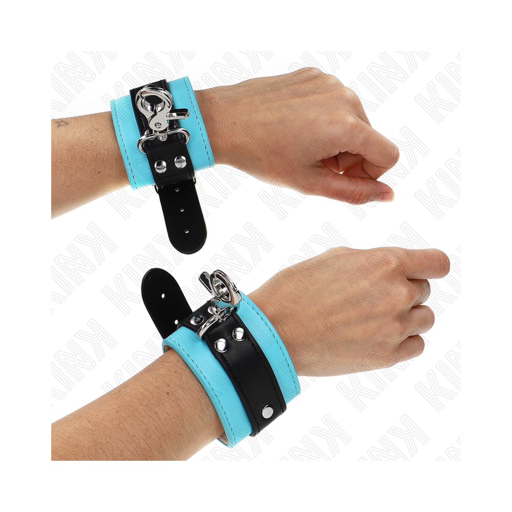 KINK - PREMIUM LOCKABLE WRIST RESTRAINTS BLACK / BLUE ADJUSTABLE 21-28 CM X 5.5 CM