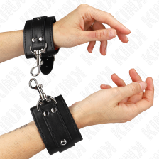 KINK - ABSCHLIEßBARE DUNGEON HANDGELENKSFESSELN SCHWARZ VERSTELLBAR 21-28 CM X 5,5 CM