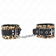 KINK - LEOPARD HANDGELENKFESSEL AUS ECHTLEDER, VERSTELLBAR 18-29 CM X 5,5 CM