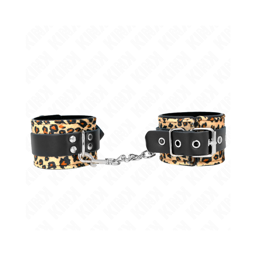 KINK - LEOPARD HANDGELENKFESSEL AUS ECHTLEDER, VERSTELLBAR 18-29 CM X 5,5 CM