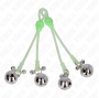 KINK - PINCES À TETON LUMINEUSES CRÂNE AVEC ANNEAU CLOCHES RÉGLABLES VERT / ARGENT