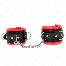 KINK - APPUI-POIGNETS LOURDS DOUBLÉS DE FOURRURE ROUGE RÉGLABLES 20-30 CM X 6 CM