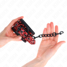 KINK - DIAMOND PATTERN WRIST RESTRAINTS DARK RED ADJUSTABLE 17-26 CM X 5.5 CM