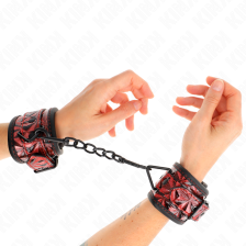 KINK - DIAMOND PATTERN WRIST RESTRAINTS DARK RED ADJUSTABLE 17-26 CM X 5.5 CM