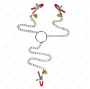 KINK - PINCES À TAMELON ET CLITO BELL TRIPLE ROUGE AVEC CHAINE 30 CM