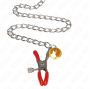 KINK - BELL TRIPLE NIPPLE AND CLIT CLAMPS RED WITH CHAIN 30 CM