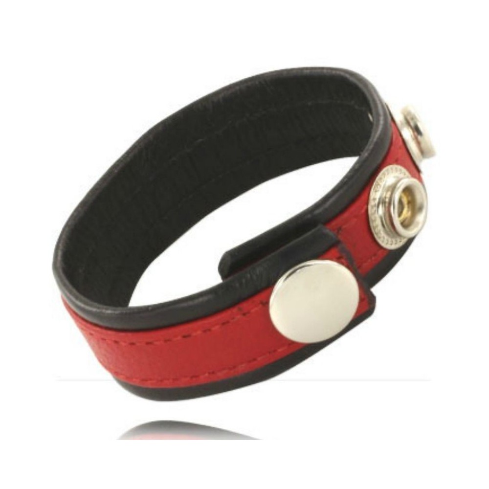 LEATHER BODY - CINTA DE COURO AJUSTVEL PARA PÊNIS VERMELHO-PRETO