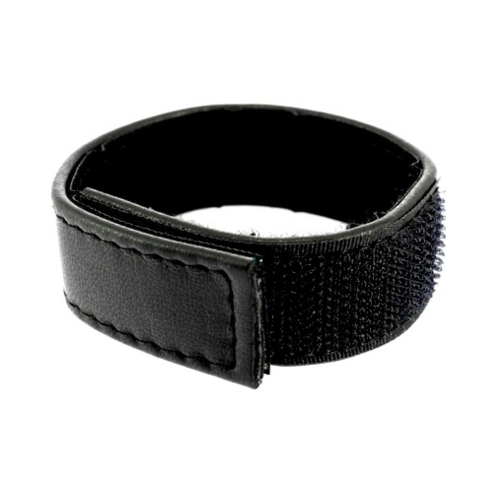 LEATHER BODY - SANGLE EN CUIR RÉGLABLE AVEC VELCRO POUR PÉNIS NOIR