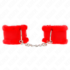 KINK - FURRY LINED WRIST RESTRAINTS RED ADJUSTABLE 17-31 CM X 7 CM