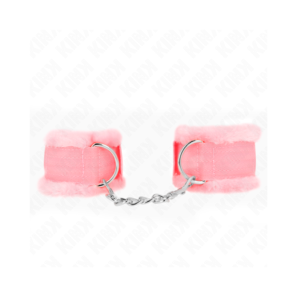 KINK - FURRY LINED WRIST RESTRAINTS PINK ADJUSTABLE 17-31 CM X 7 CM