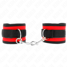 KINK - APPAREILS-POIGNETS À CROCHET ET BOUCLE EN NYLON ROUGE-NOIR MODÈLE 2 RÉGLABLE 18-35 CM X 6 CM