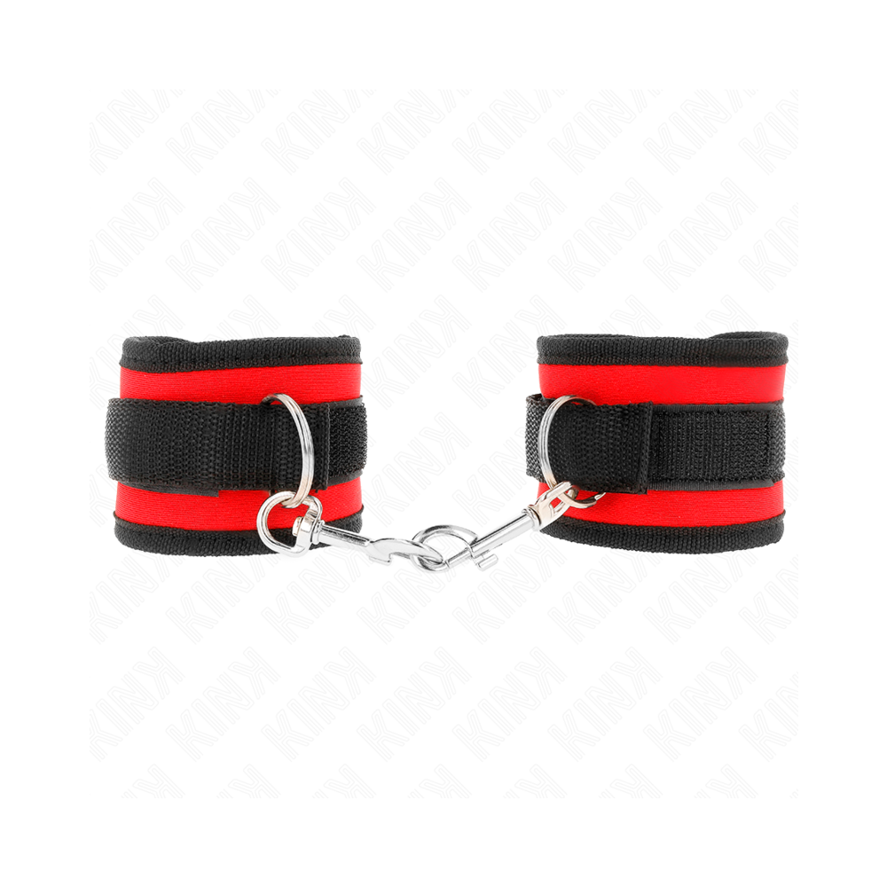 KINK - NYLON BIND HOOK&LOOP WRIST RESTRAINTS RED-BLACK MODEL 2 ADJUSTABLE 18-35 CM X 6 CM