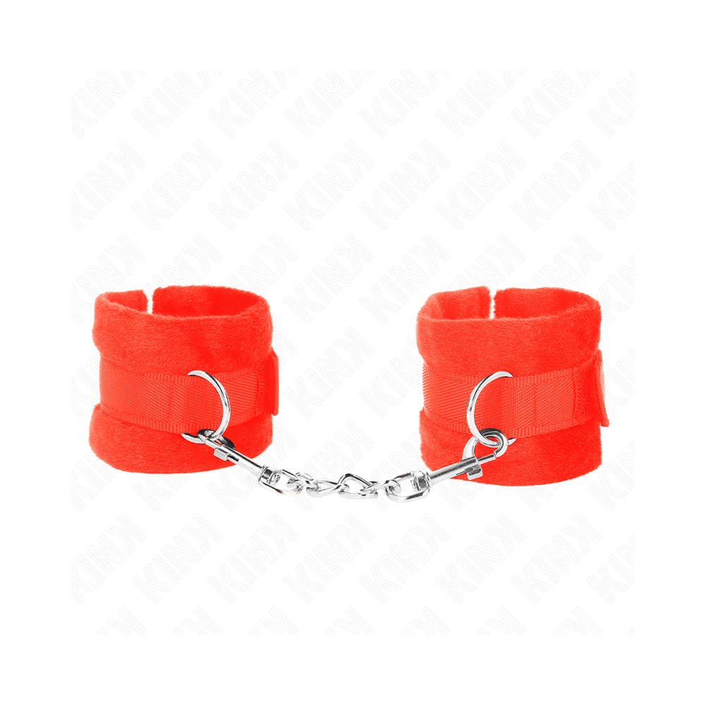 KINK - BEGINNER FUR HAND CUFFS RED 30 X 7 CM