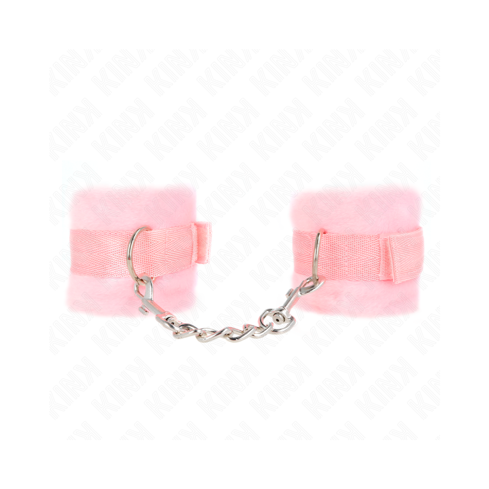 KINK - BEGINNER FUR HAND CUFFS PINK 30 X 7 CM