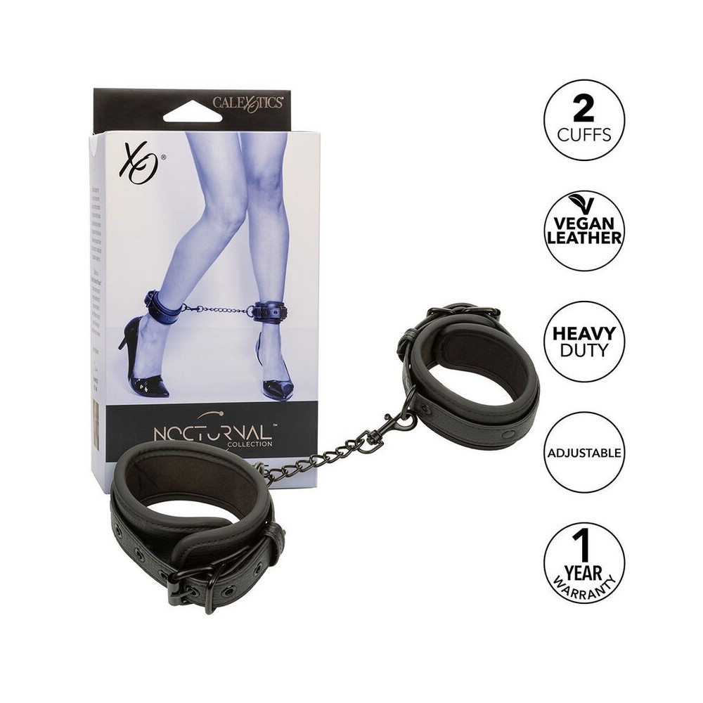 CALEXOTICS - NOCTURNAL ANKLE CUFFS LEATHER ADJUSTABLE BLACK