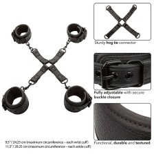 CALEXOTICS - NOCTURNAL HOG TIE CONNECTOR CUERO AJUSTABLE BLACK