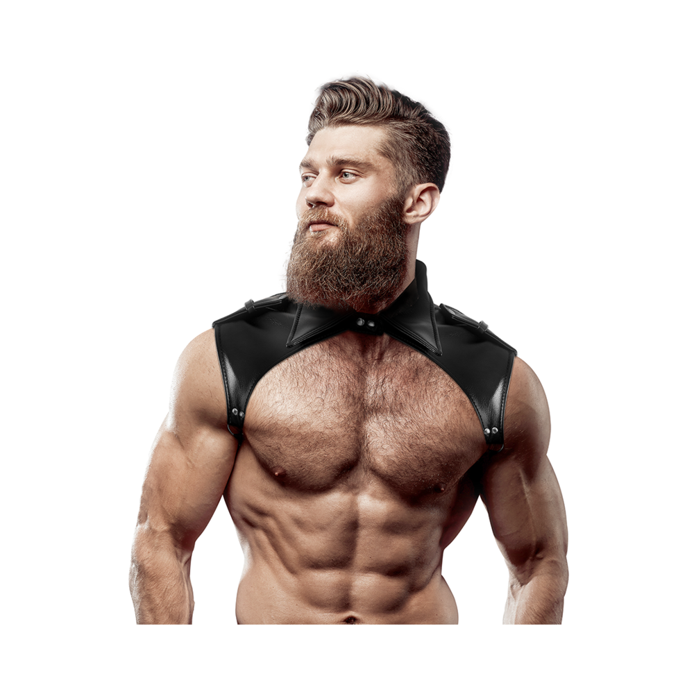 FETISH SUBMISSIVE ATTITUDE - IMBRACATURA PER IL COLLO BRIGADE REGOLABILE IN ECOPELLE PER UOMO
