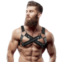 FETISH SUBMISSIVE ATTITUDE - BULLDOG CROSSED CHEST HARNESS ADJUSTABLE NEOPRENE WITH ZIPPERS MEN