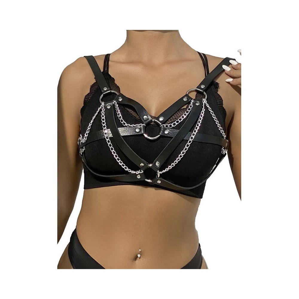 SUBBLIME - 953713 CEINTURE PUNK BONDAGE BOUCLE MÉTAL NOIRE TAILLE UNIQUE