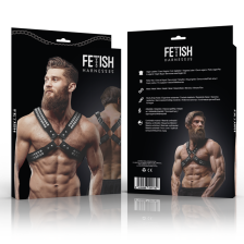 FETISH SUBMISSIVE ATTITUDE - HARNAIS DE POITRINE CROISÉE AVEC RIVETS EN CUIR ÉCOLOGIQUE HOMME