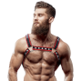FETISH SUBMISSIVE ATTITUDE - BULLDOG CHEST HARNESS ECO LEATHER BLACK/RED MEN