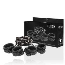 FETISH SUBMISSIVE - LUXUS-BETTFESSEL-SET MIT NEOPRENFUTTER