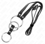 KINK - ANELLO PER PENE IN METALLO TRIPLO DA 3,8 CM A 5 CM CON CINTURA IN PELLE 112 CM