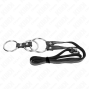 KINK - ANELLO PER PENE IN METALLO TRIPLO DA 3,8 CM A 5 CM CON CINTURA IN PELLE 112 CM