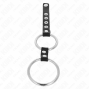 KINK - DOPPIO ANELLO PER PENE IN METALLO DA 3,8 CM A 5 CM COLLEGATO CON PELLE