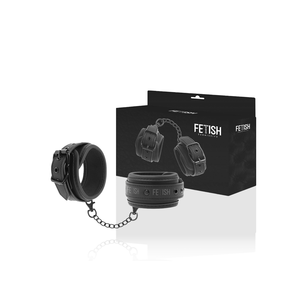 FETISH SUBMISSIVE - VEGAN LEATHER HANDCUFFS WITH NEOPRENE LINING