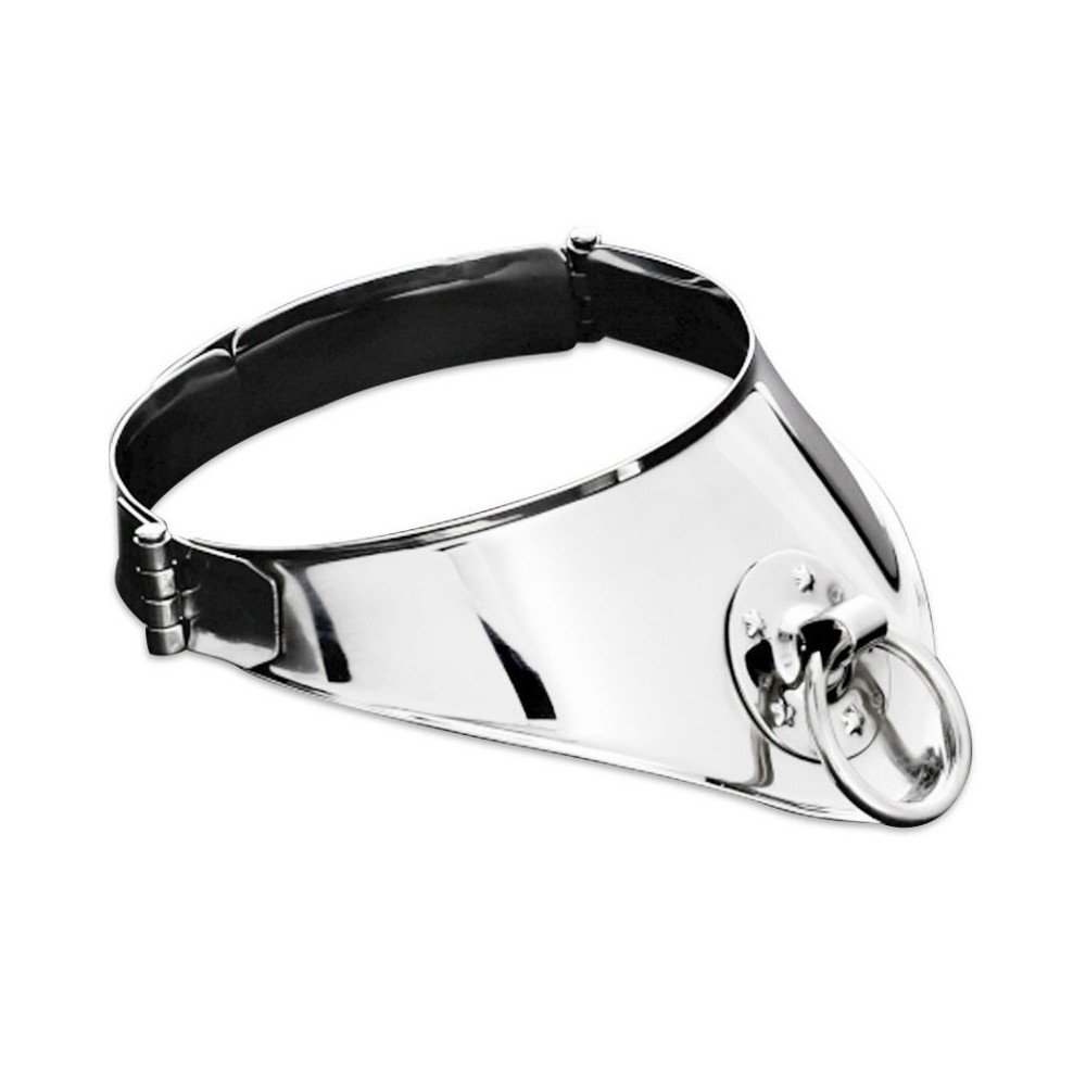 METAL HARD - RESTRAINT COLLAR WITH RING AND PADLOCK 12.5 CM