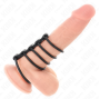 KINK - 5 ANNEAUX PÉNIS EN SILICONE DE 3,8 CM À 4,8 CM CONNECTÉS PAR DU CUIR