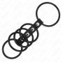 KINK - 5 ANNEAUX PÉNIS EN SILICONE DE 3,8 CM À 4,8 CM CONNECTÉS PAR DU CUIR