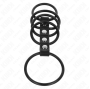 KINK - 5 ANNEAUX PÉNIS EN SILICONE DE 3,8 CM À 4,8 CM CONNECTÉS PAR DU CUIR