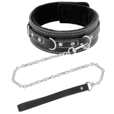 DARKNESS - COLLIER FOURRURE NOIR AVEC LAISSE