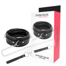 DARKNESS - SCHWARZES WEICHES HALSBAND MIT LEDER-LEINE