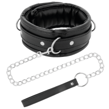 DARKNESS - BLACK SOFT COLLAR WITH LEASH LEATHER